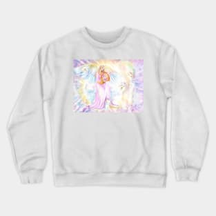 Glow Angel, Angel Playing with Lyre Crewneck Sweatshirt